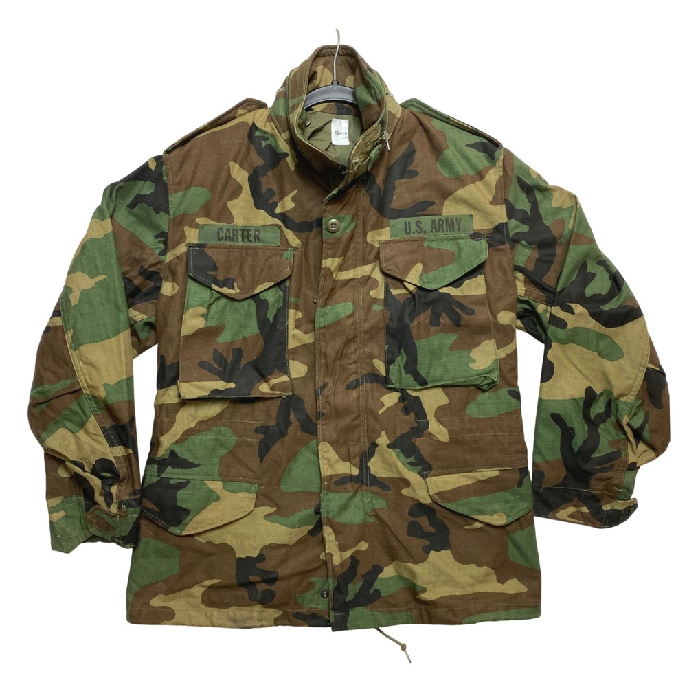 Amry M65 Jacket Field Coat Mens Small Short Green Woodland Camo Cold Weather
